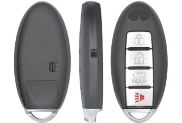 2007-2015 Coque de clé à distance intelligente Infiniti 4 boutons avec rainure latérale