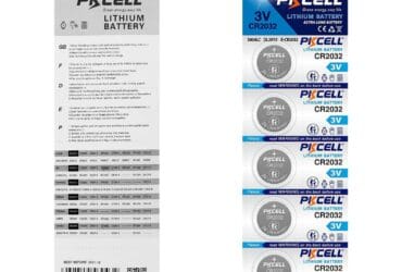 Pochette de 5 piles bouton lithium PKCELL CR2032 3V 210mAh