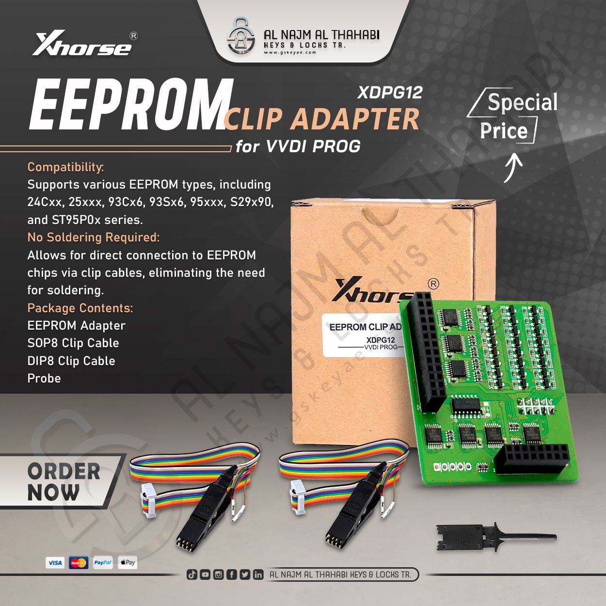 Xhorse XDPG12 EEPROM Clip Adapter for VVDI PROG Features