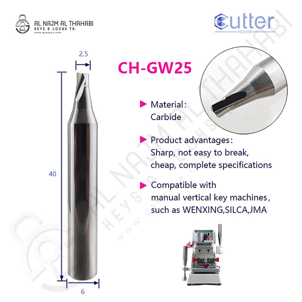 Solid Carbide End Mill Cutter φ2.5xD6x40Lx2T Model CH-GW25 Features