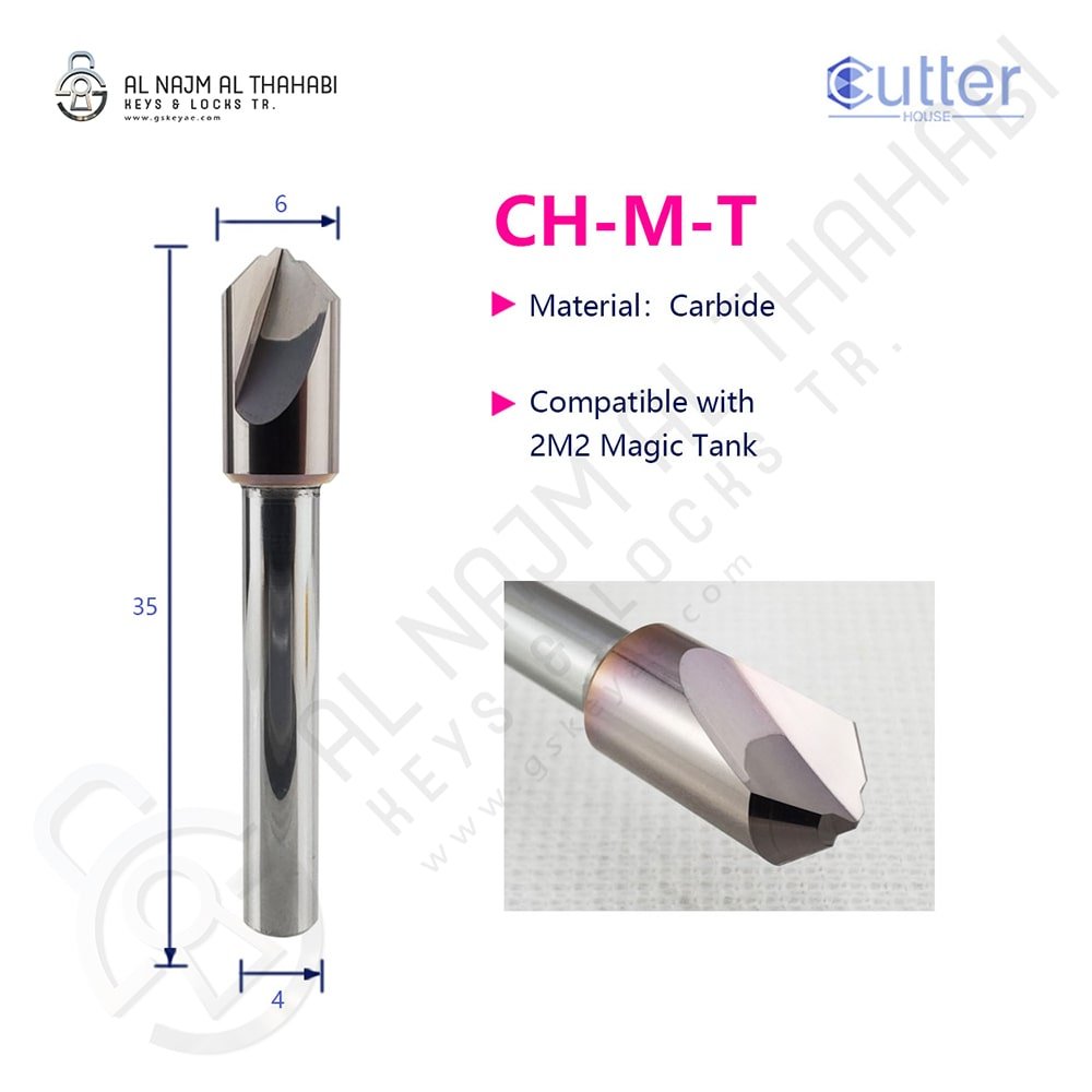 Solid Carbide End Mill Cutter φ0.65x0.5xφ6xD4x35Lx2T Model CH-M-T Features