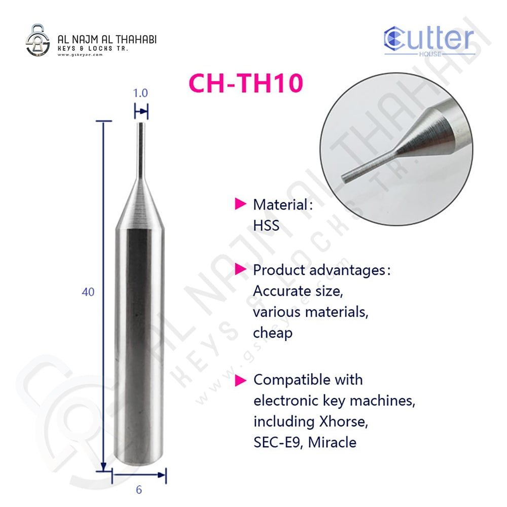 Cutter House HSS Material Tracer Point φ1.0x6.0xD6x40 CH-TH10 Features