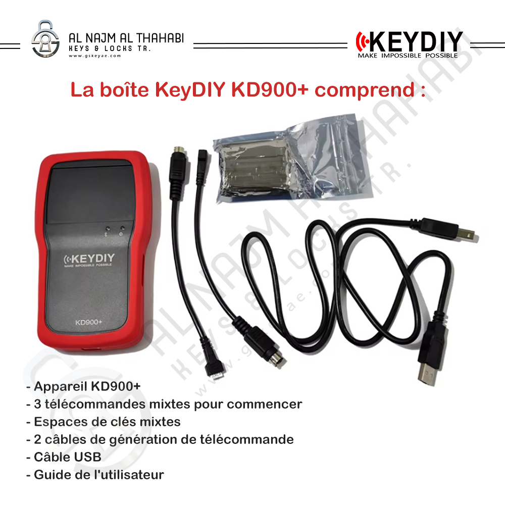 Le kit du Générateur de Clé Télécommande Mobile Original KEYDIY KD900+ comprend