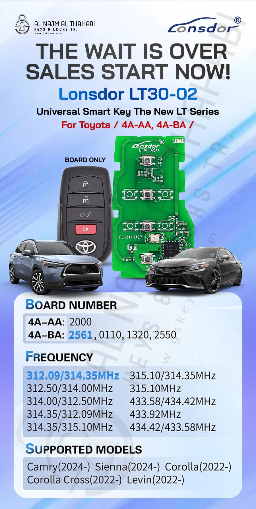 Lonsdor LT30-02 2022-2024 Toyota 4A-AA / 4A-BA Universal Smart Remote Key PCB (3)