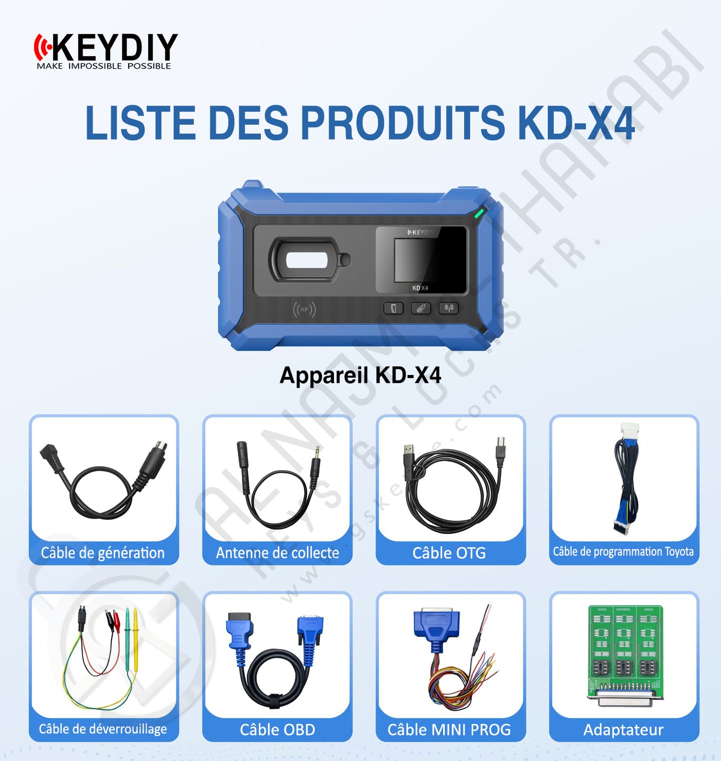 Contenu de l'emballage du Keydiy KD-X4