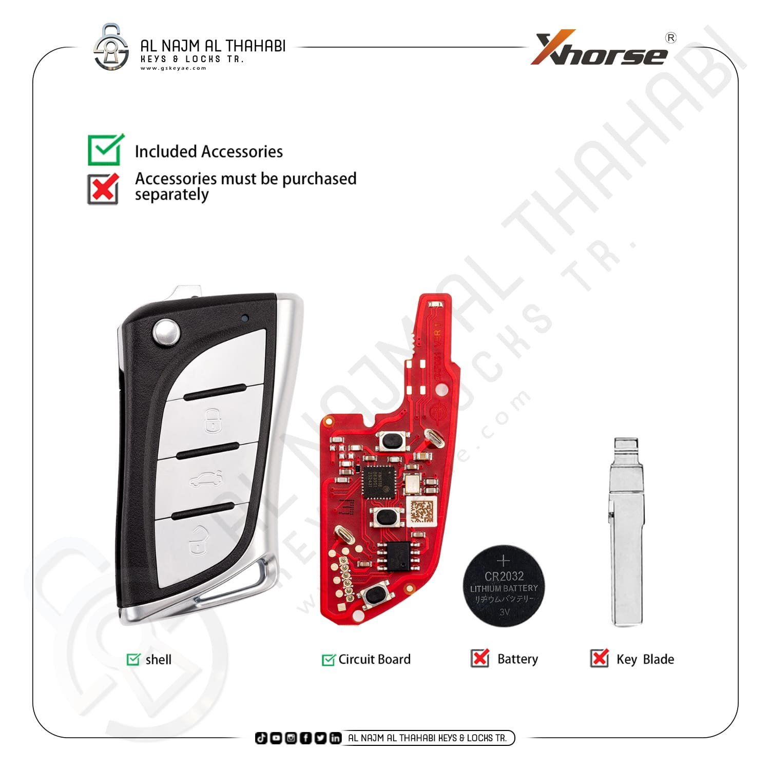 Xhorse XKLEX5EN Universal Wired Flip Remote Key Lexus 2nd Generation