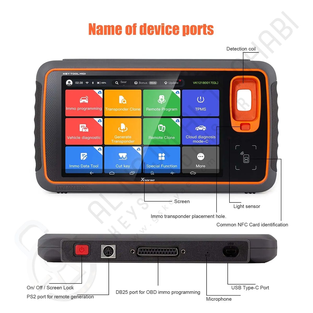 Xhorse XDKMD0EN VVDI Key Tool MIDI Basic Version Name of Ports