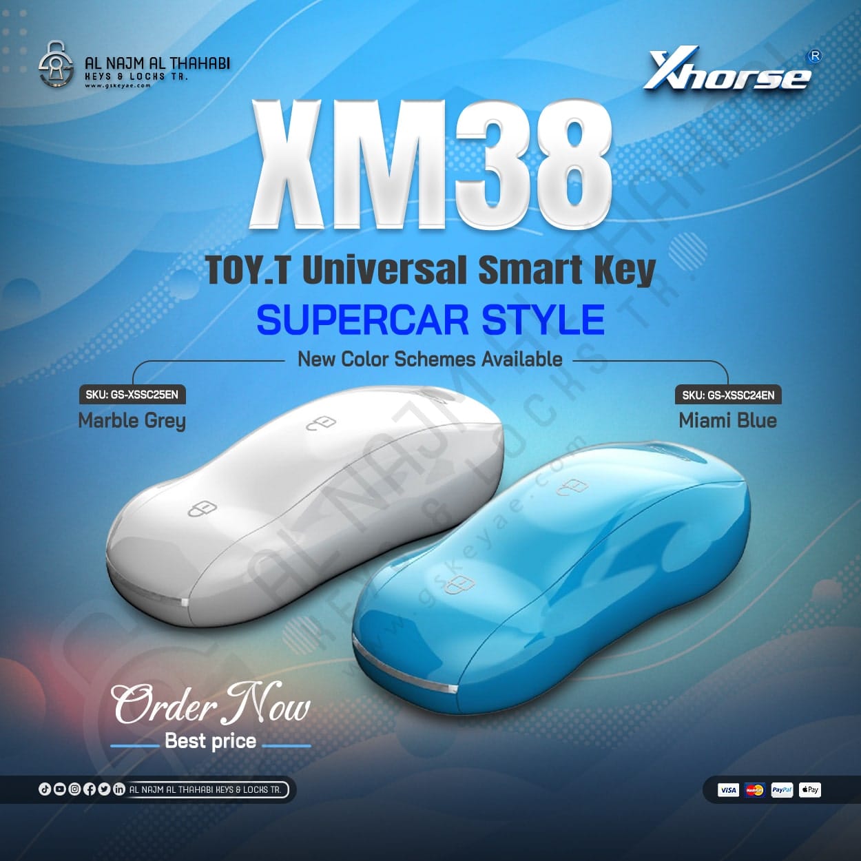 Xhorse XSSC24EN XSSC25EN Universal XM38 TOY.T Smart Remote Key 3 Buttons