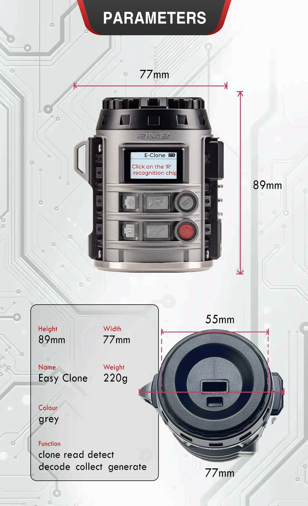 2M2 TANK Easy Clone Machine – All-in-One Key Cloning & Programming Tool Works with Magic Tank APP 7 2M2 TANK Easy Clone Machine Parameters